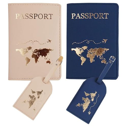 Syiomlis Mr. and Mrs. Luggage Tags & Passport Holder Set